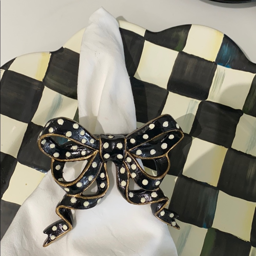 MacKenzie-Childs Napkin Rings Bow NWT original packaging, no longer available MC - Picture 6 of 6